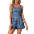 thumbnail image 1 of INSPIRE CHIC Womens Ruffle Trim Pajamas Set Ruffled Camisole Tank Top and Shorts Sleepwear 2 Pcs S Blue, 1 of 6