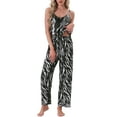 thumbnail image 1 of INSPIRE CHIC Womens Satin Loungewear Set 2 Pcs Leopard Print Cami Spaghetti Sleeveless Silky Pajama Sets with Long Pants S Jet Black, 1 of 6