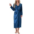 thumbnail image 1 of INSPIRE CHIC Womens Satin Robe Set 2 Pieces Nightgown Silky Soft Midi Camisole Sexy Pajama Sets Kimono Bridesmaid Robes L Blue, 1 of 6