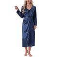 thumbnail image 1 of INSPIRE CHIC Womens Satin Robe Set 2 Pieces Nightgown Silky Soft Midi Camisole Sexy Pajama Sets Kimono Bridesmaid Robes L Blue, 1 of 6
