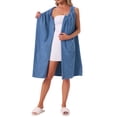 thumbnail image 1 of INSPIRE CHIC Womens Shower Towel Snaps Wearable Dress Terry Wrap Bathrobe Spa Towelling Cover Up Gym Shower Bath Robe 2XL Navy, 1 of 6