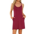 thumbnail image 1 of INSPIRE CHIC Women's Sleepdress Double Shoulder Straps Nightgown Crewneck Nightdress L Red, 1 of 6