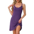 thumbnail image 1 of INSPIRE CHIC Women's Sleepdress Double Shoulder Straps Nightgown Crewneck Nightdress S Purple, 1 of 6