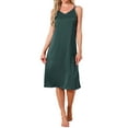 thumbnail image 1 of INSPIRE CHIC Womens Sleepdress Satin Sleeveless Double Spaghetti Strap Criss Cross Back Sexy V Neck Midi Lounge Nightgown XL Green, 1 of 6