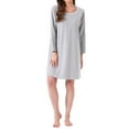 thumbnail image 1 of INSPIRE CHIC Womens Stripe Pajamas Nightshirt Lounge House Dress Sleep Shirts Sleepwear Long Sleeve Nightgowns L Gray, 1 of 6
