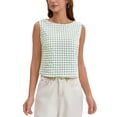 thumbnail image 1 of INSPIRE CHIC Womens Summer Cropped Tank Tops Gingham Top Button Back Casual Sleeveless Blouses Shirts M Green, 1 of 5