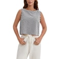 thumbnail image 1 of INSPIRE CHIC Womens Summer Cropped Tank Tops Gingham Top Button Back Casual Sleeveless Blouses Shirts S Black, 1 of 5