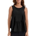 thumbnail image 1 of ATHLECHIC Womens Summer Peplum Tops Babydoll Tank Top Sleeveless Loose Fit Crewneck Casual Flowy Shirts L Black, 1 of 5