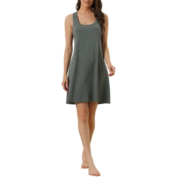 INSPIRE CHIC Women's Tank Nightgown Racerback Sleeveless Spring Summer Shirtdress Loungwear Nightshirt L Dark Grey
