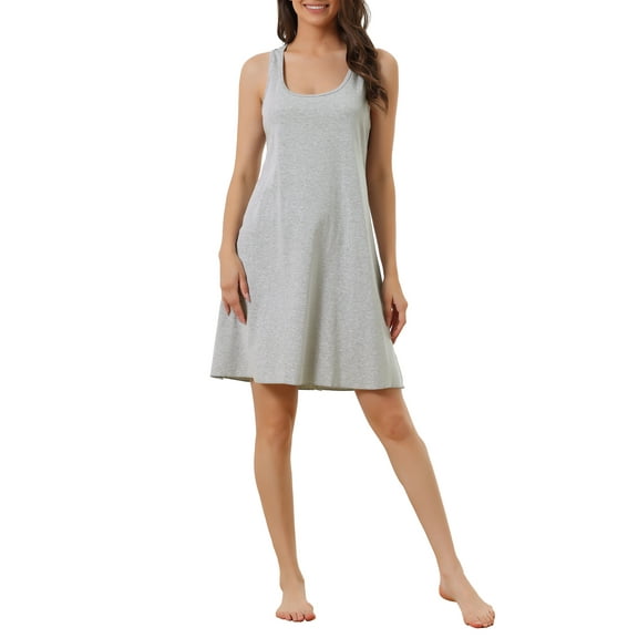 INSPIRE CHIC Women's Tank Nightgown Racerback Sleeveless Spring Summer Shirtdress Loungwear Nightshirt L Grey