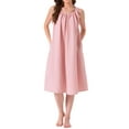 thumbnail image 1 of INSPIRE CHIC Womens Tank Pajama Dress Sleepshirt Soft Sleepwear Miidi Sleeveless Nightgowns L Pink, 1 of 6