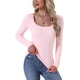 thumbnail image 1 of INSPIRE CHIC Womens Thermal Shirts Base Layer Long Sleeve Underwear Fall Winter Pajama Tops Basic Shirt L Pink, 1 of 6