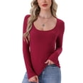 thumbnail image 1 of INSPIRE CHIC Women's Easter Thermal Shirts Base Layer Long Sleeves Underwear Fall Winter Pajama Tops Basic Shirt S Red, 1 of 6