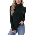 thumbnail image 1 of INSPIRE CHIC Womens Turtleneck Tops Mock Turtle Long Sleeve Shirts Fall Winter Warm UnderShirt Thermal Top Basic Layer S Balck, 1 of 6