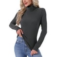 thumbnail image 1 of INSPIRE CHIC Womens Turtleneck Tops Mock Turtle Long Sleeve Shirts Fall Winter Warm UnderShirt Thermal Top Basic Layer X Large Gray, 1 of 6