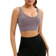thumbnail image 1 of INSPIRE CHIC Womens U Back Sports Bras V-Neck Padded Workout Crop Top with Built in Bra S Purple, 1 of 5