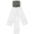 thumbnail image 1 of INSPIRE CHIC Womens Velvet Pre-Tied Bowknot Brooch Pin with Rhinestone for Wedding Party White, 1 of 5