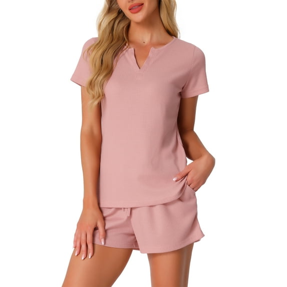 INSPIRE CHIC Women's Waffle Knit Lounge Set 2 Piece Outfits Tracksuit Sweatsuits with Pockets 3XL Pink