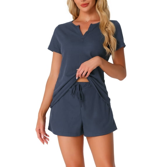 INSPIRE CHIC Women's Waffle Knit Lounge Set 2 Piece Outfits Tracksuit Sweatsuits with Pockets M Navy