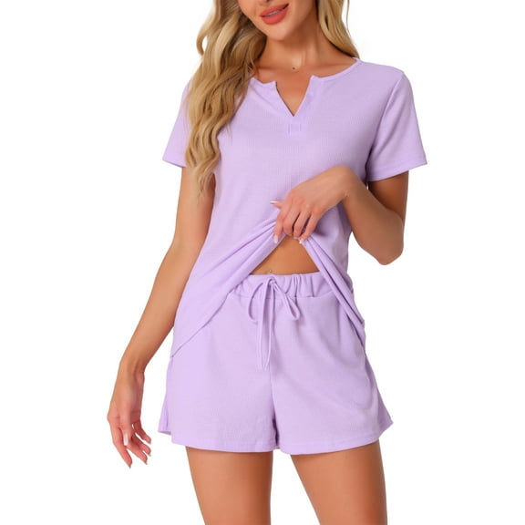 INSPIRE CHIC Women's Waffle Knit Lounge Set 2 Piece Outfits Tracksuit Sweatsuits with Pockets M Purple