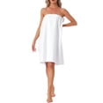 thumbnail image 1 of INSPIRE CHIC Women's Waffle Spa Wrap & Hair Towel Dress Body Wrap Robes Snap Closure Towelling Gym Shower Bathrobe One Size White, 1 of 6