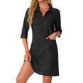 thumbnail image 1 of Womens Valentines Day Zipper Robes Waffle 3/4 Sleeves Bathrobe Knee Length Lightweight House Coat Short Sleepwear with Pockets M Black, 1 of 6
