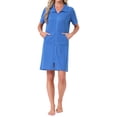 thumbnail image 1 of INSPIRE CHIC Women's Halloween Zipper Front Waffle Knit Robe Short Sleeve Lightweight Bathrobe with Pockets for Lounging & Post-Shower XL Royal Blue, 1 of 6