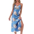 thumbnail image 1 of INSPIRE CHIC Women's Floral Satin Nightgowns Camisole Sleepwear Spaghetti Straps Nightshirt Silky Long Pajama Dress S Blue, 1 of 6