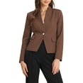 thumbnail image 1 of INSPIRE CHIC Women's Blazers Stand Collar Single Breasted Work Suit Jacket S Brown, 1 of 5