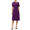 thumbnail image 1 of INSPIRE CHIC Work Dress for Women A-Line Short Sleeve Business Elegant Midi Dresses XL Purple, 1 of 5