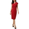 thumbnail image 1 of INSPIRE CHIC Work Dress for Women V Neck Sleeveless Office Business Elegant Bodycon Sheath Dresses XS Red, 1 of 6
