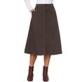 thumbnail image 1 of INSPIRE CHIC Work Midi Skirt for Women Button Down High Waist Fall Winter Vintage Skirts M Brown, 1 of 6