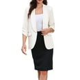 thumbnail image 1 of INSPIRE CHIC Work Office Blazer for Women's Shawl Collar Ruched 3/4 Sleeves Dressy Suit Blazer M Cream White, 1 of 6