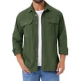 thumbnail image 1 of INSPIRE CHIC Men's Casual Workwear Long Sleeve Button Down Pockets Fishing Hiking Work Shirts M Olive Green, 1 of 6