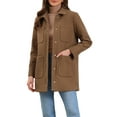 thumbnail image 1 of INSPIRE CHIC Work Short Coat for Women's Turn Down Collar Single Breasted Long Sleeve Winter Coat with Pockets XS Brown, 1 of 6