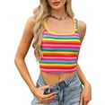 thumbnail image 1 of INSPIRE CHIC Y2K Striped Tank Tops for Women's Sexy Square Neck Slim Fit Sleeveless Crop Top XS Rainbow, 1 of 6