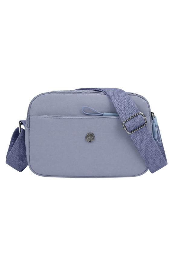 Zipper Pocket Crossbody Bags for Women Shoulder Bag with Adjustable Strap and Metal Snap Sky Blue