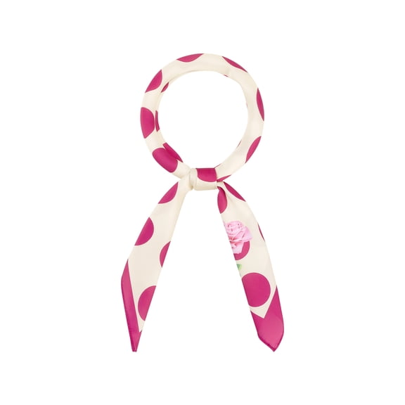 INSPIRE CHIC 70cm Polka Dots Square Scarf Neck Scarves Kerchief Neckerchief Headband for Women Hot Pink Rose 27.56*27.56"(L*W)