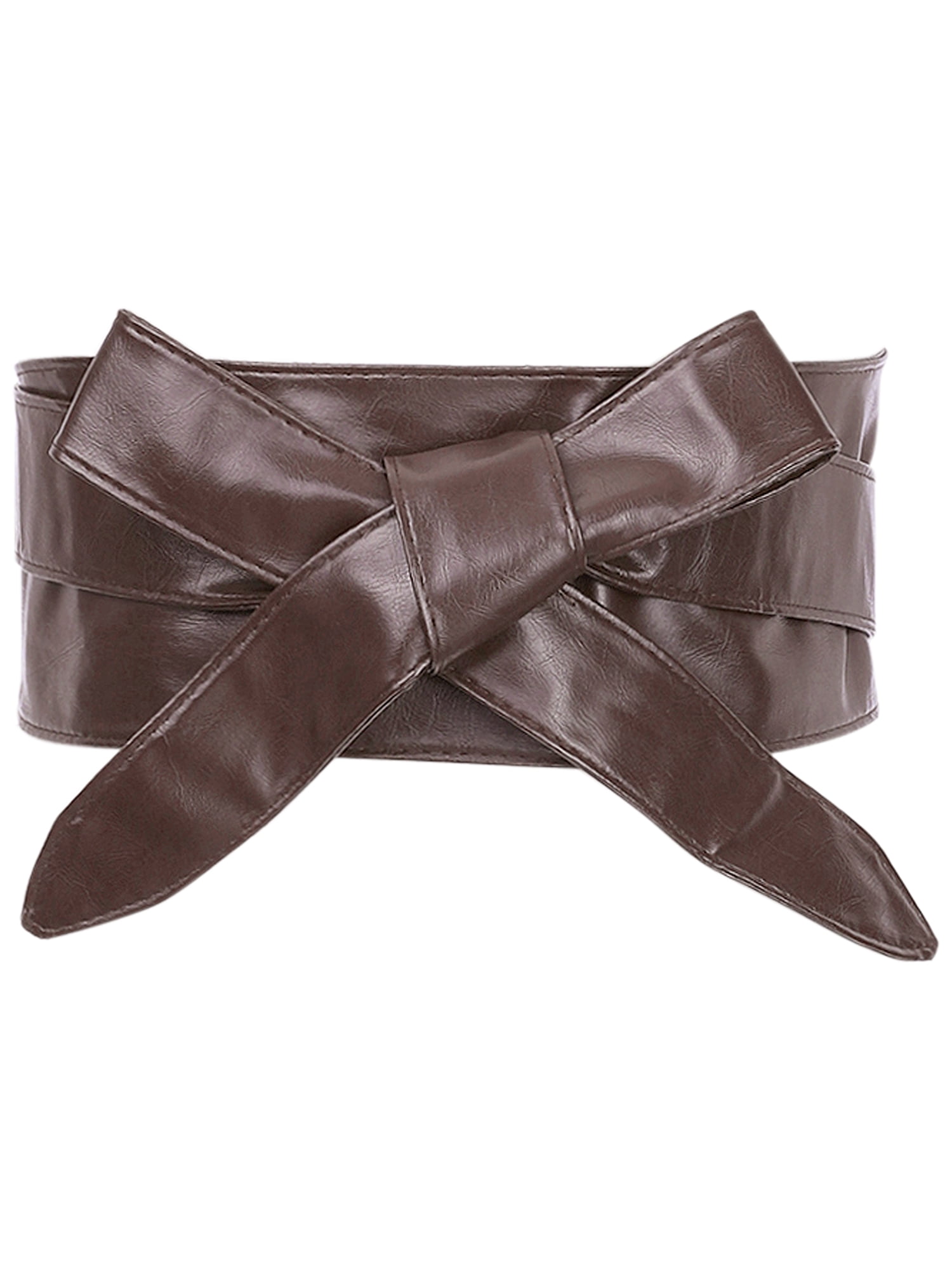 INSPIRE CHICLadies Faux Leather Self Tie Bowknot Wide Waist 