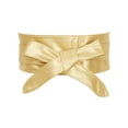 thumbnail image 1 of INSPIRE CHICLadies Faux Leather Self Tie Bowknot Wide Waist Band Sash Obi Belt for Dresses 86.6x3.3" Gold, 1 of 5
