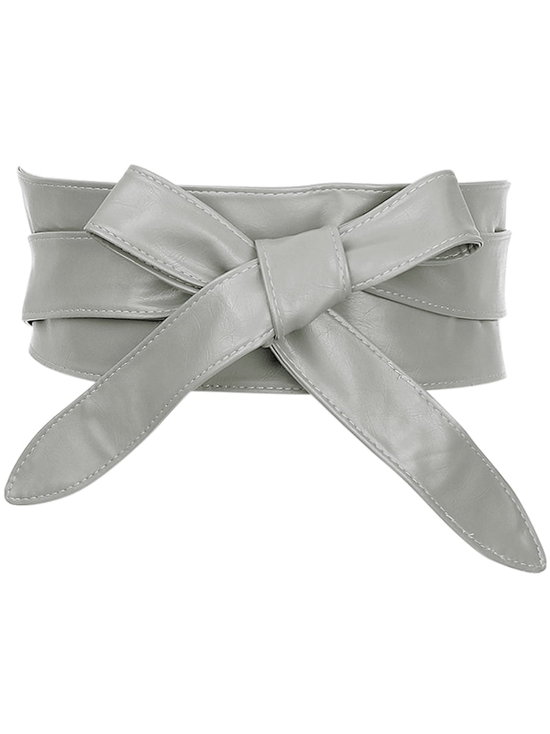 INSPIRE CHICLadies Faux Leather Self Tie Bowknot Wide Waist 