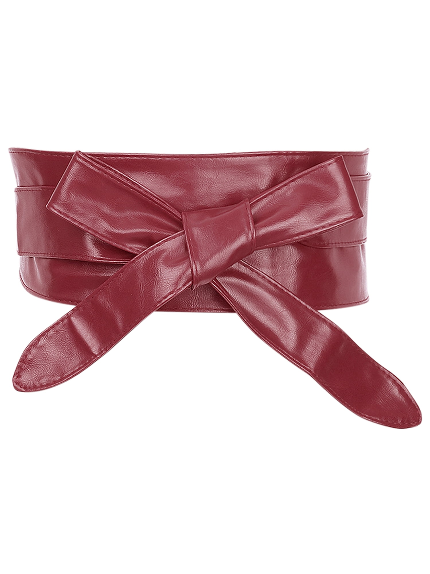 6296 Obi Belt For Women – Wide Waist In Faux Leather, Mica- Apple Green Buy In Bulk Leather Obi Belt Adjustable Size, Bowknot Design  main image 4