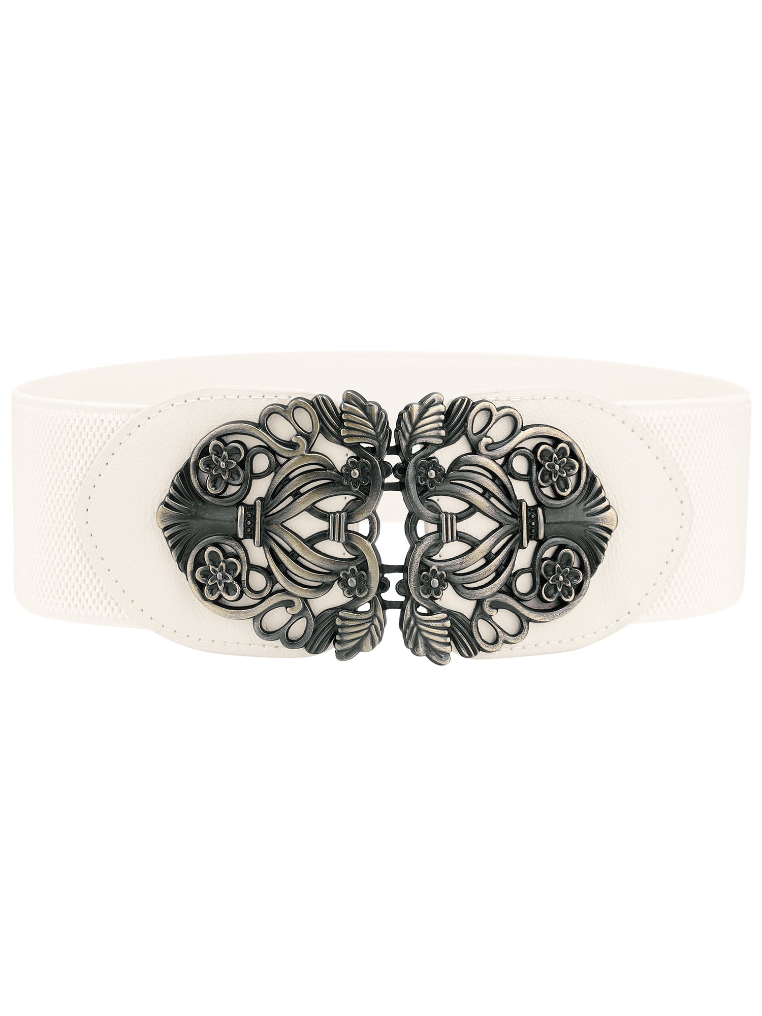 6213 Retro Knot Woven Metal Interlocking Buckle Elastic Waist Cinch Belt INSPIRE CHICRetro Knot Woven Metal Interlocking Buckle  main image 3