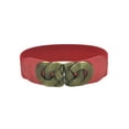 thumbnail image 1 of INSPIRE CHICRetro Knot Woven Metal Interlocking Buckle Elastic Waist Cinch Belt Band Round Buckle-Red Band-Bronze Buckle 25"-37", 1 of 3