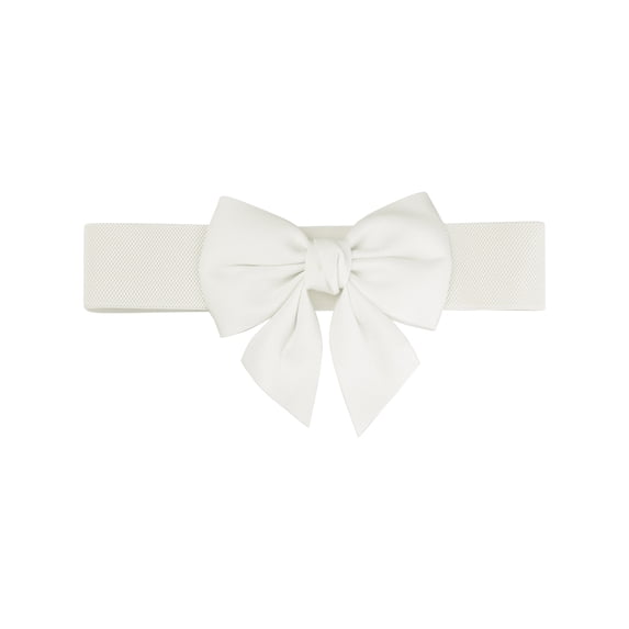 INSPIRE CHICWomen's Plus Size Elastic Wide Belt Dress Bowknot Waistband Decoration Fashion Versatile Belts 26.0-33.5" Milky White