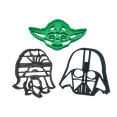thumbnail image 1 of INSPIRED BY STAR WARS COOKIE CUTTERS  Inspired By Star Wars Darth Vader Black Mask, Green Yoda and Brown Chewbacca Face Head Cookie Cutters (3 Pack), 1 of 5