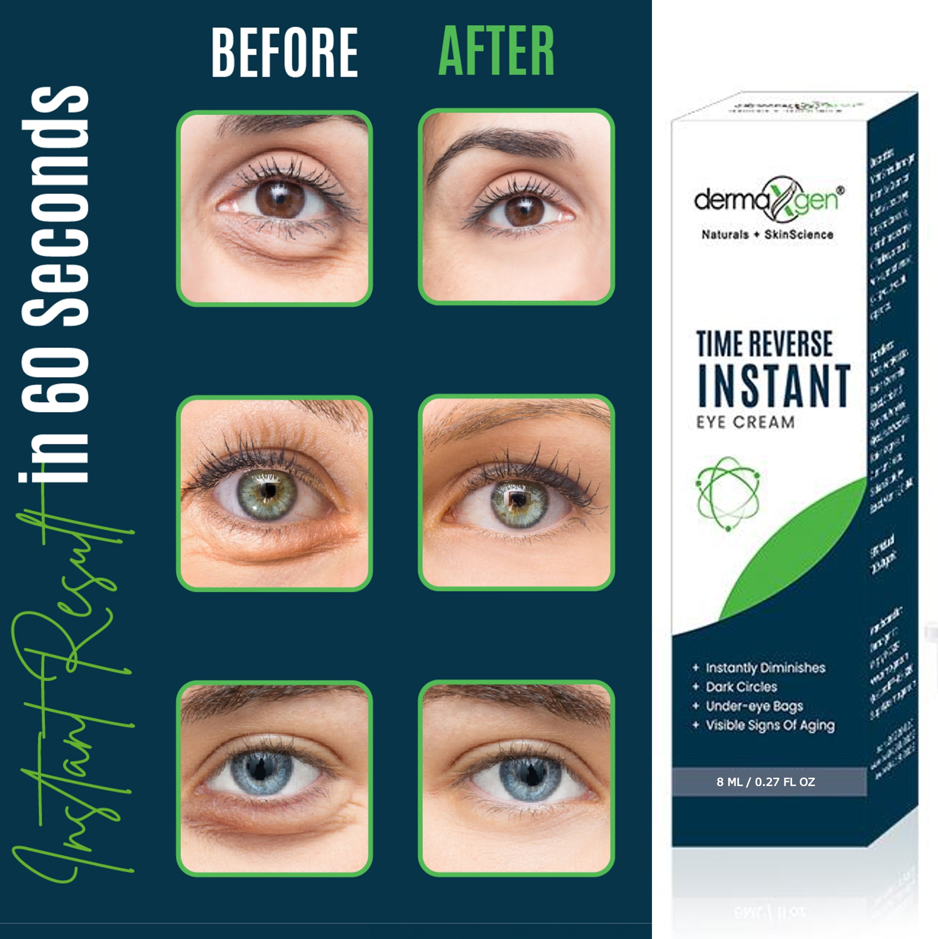 Puffy Eye Treatment TIME REVERSE Instant Anti Aging Eye Cream New Advanced Formu