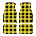 thumbnail image 1 of INSTANTARTS Bagea-Ka Black White Race Checkered Flag Pattern Car Floor Mats 4-Piece Front Rear Protection Set Carpet Universal, 1 of 4