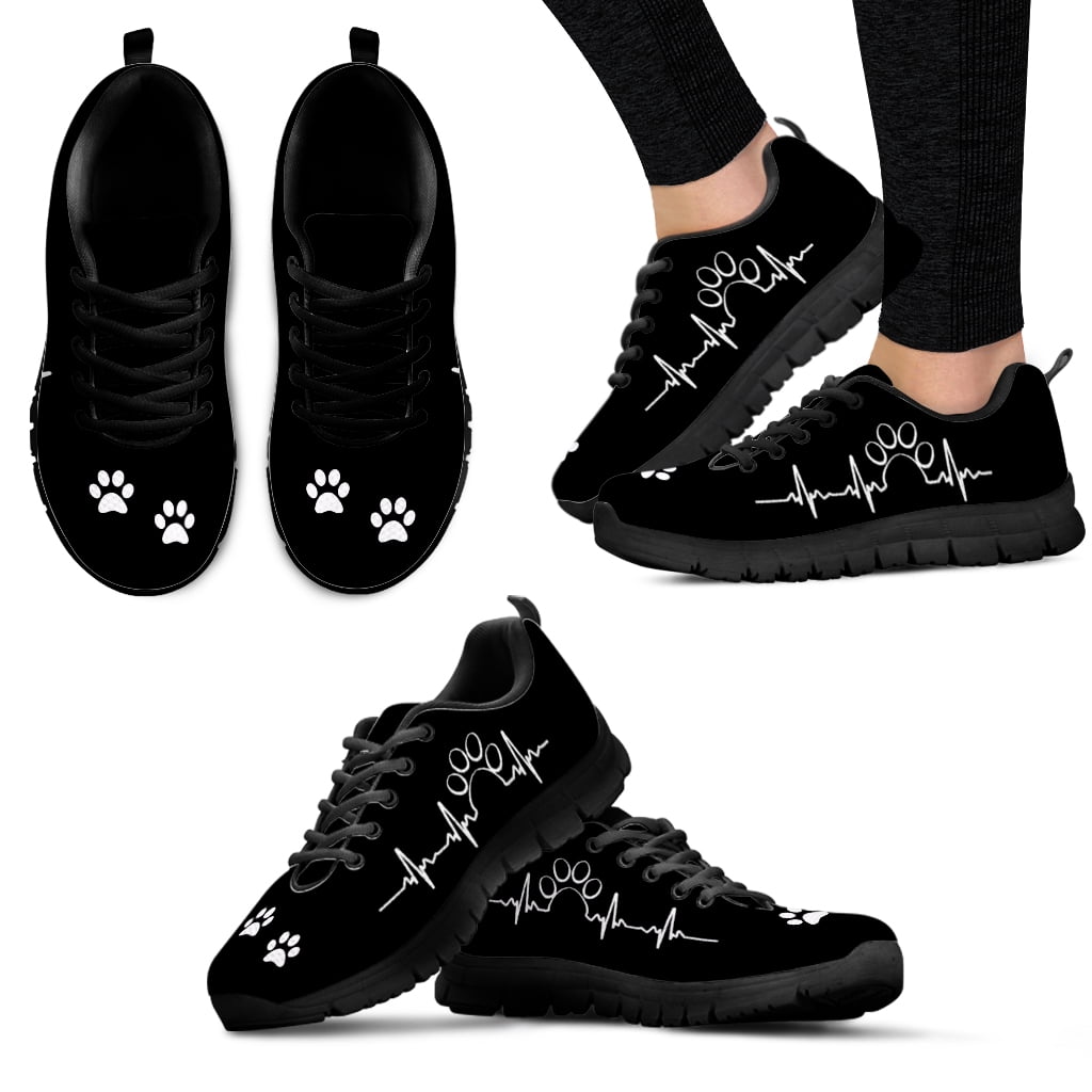 INSTANTARTS Black Dog Paw Print Shoes ECG Design Brand Fashion Sneakers