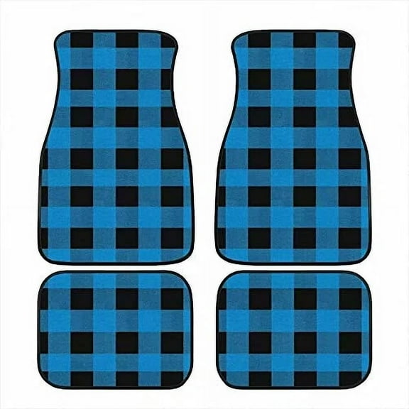 INSTANTARTS Red Bagea-Ka Black White Race Checkered Flag Pattern Car Floor Mats Truck SUV 4pcs/Set Anti-Slip Carprt Rug Gifts